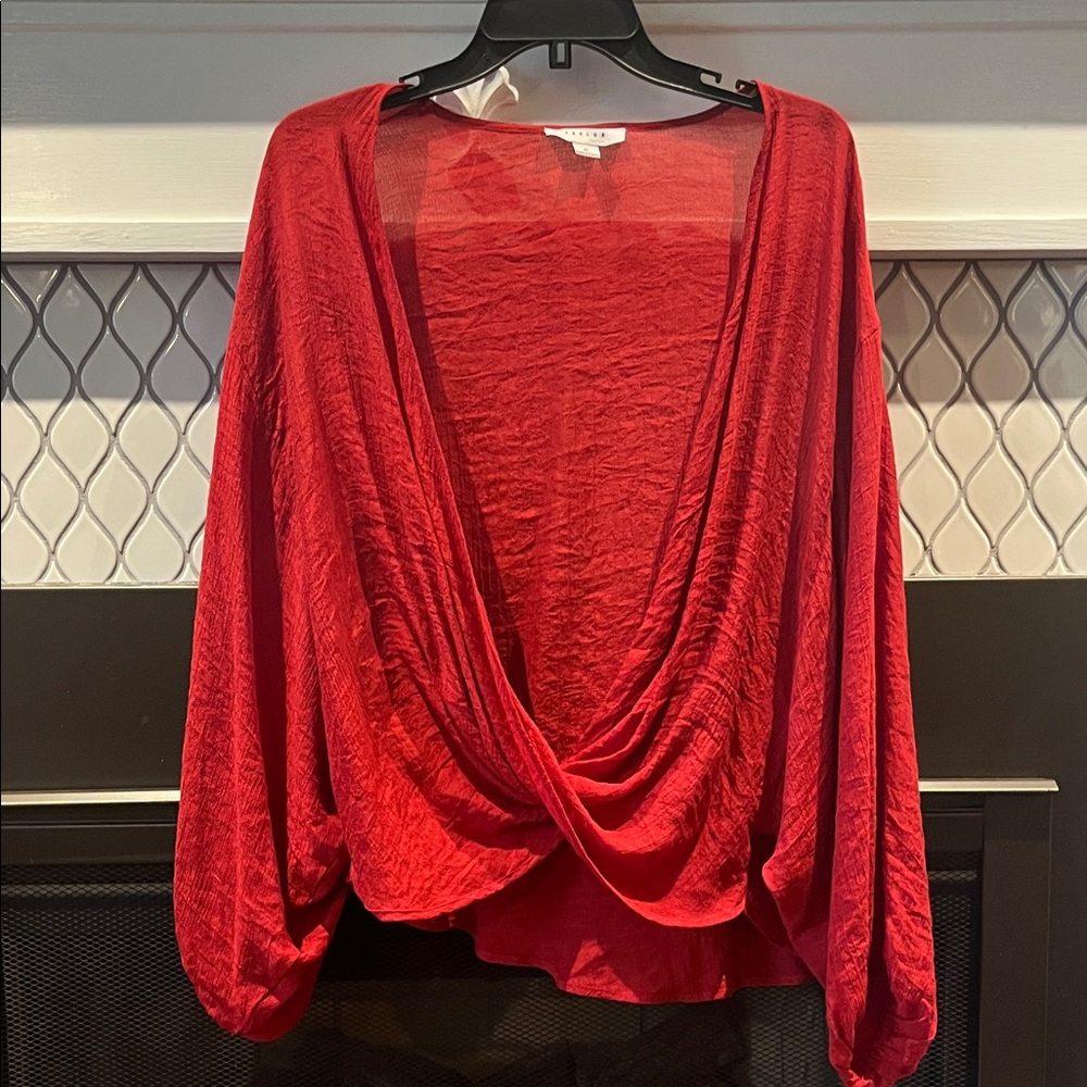 FAVLUX Vibrant Red Drape Blouse